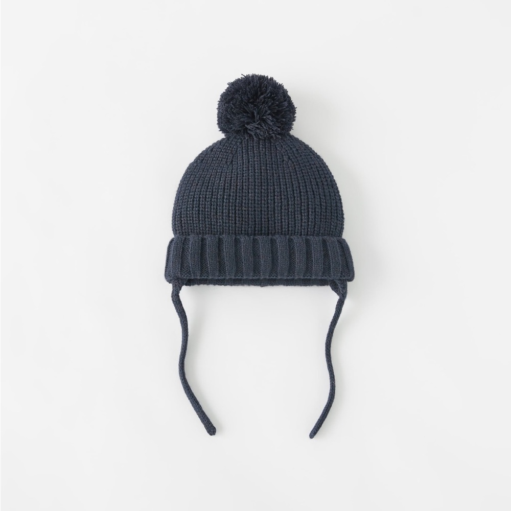 NWT Zara 1-3Y knit hat with pom blue